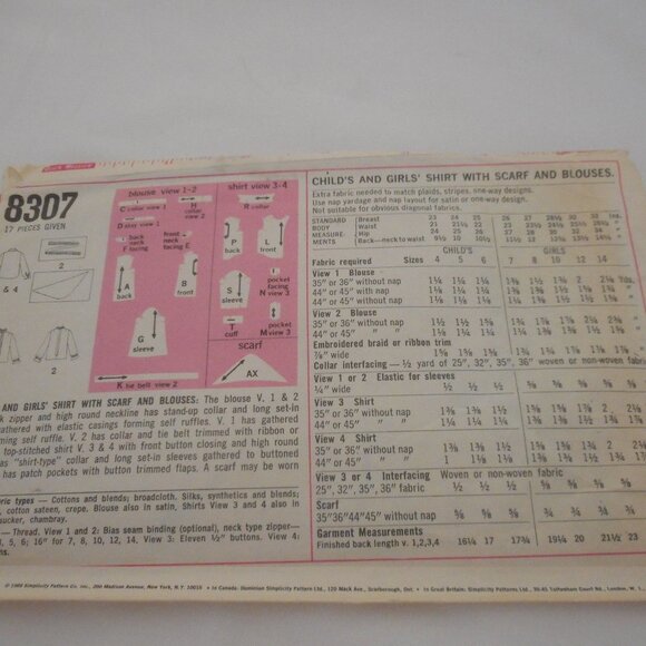 Vintage 60s 70s Girls Size 6 Sewing Pattern 8307 - Picture 2 of 2